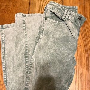 Ripped Green Velvet Boot Cut Jeans